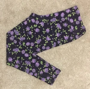 LuLaRoe Leggings ~ TC ~ dunkellila Pflaume mit helllila Rosen ~ *Einhorn* Rarität - Bild 1 von 2