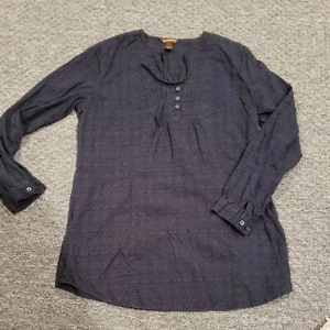 Bit And Bridle Navy Blue Popover Blouse Size M EUC Pit to pit is 22". - Picture 1 of 4