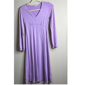 Samt Torch langes lila Midikleid Langarm V-Ausschnitt Gr. XS - Bild 1 von 8