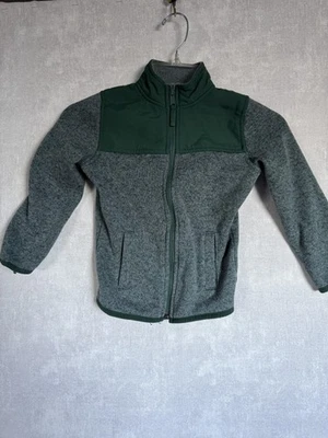 Jaqueta The Children's Place Criança Meninos 5T Verde Cinza Lã Zíper Completo Casaco - Imagem 1 de 4