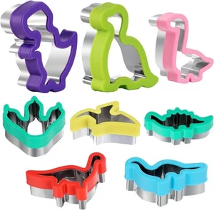 Dinosaur Cookie Cutters Set - Stainless Steel Shaped Silver, Multicolor  - Picture 1 of 8