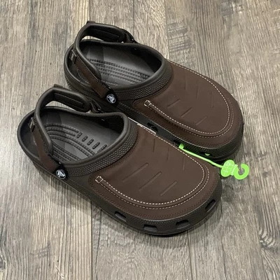 Crocs Men's Yukon Vista LR Clogs | Brown Faux Leather — Men’s Size 9 - Image 1 of 4