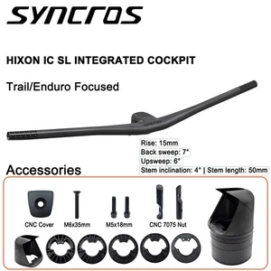  4° Rise 15mm Full Carbon Fiber MTB Bicycle Integrated Cockpit Handlebar   - Picture 1 of 39