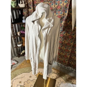 Barefoot Dreams CozyChic Lite Hooded Cardigan Long Sleeve Open Front Pockets M - Picture 1 of 3