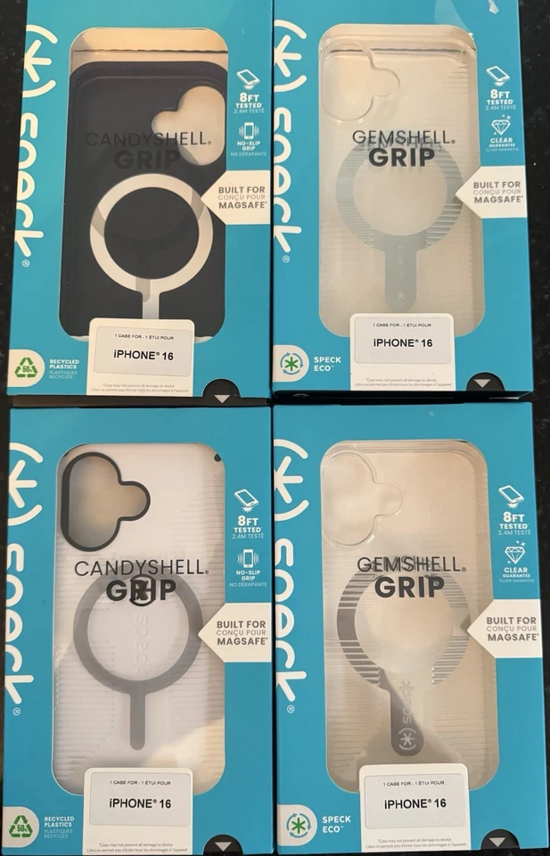 Nuevas fundas Speck Eco para iPhone 16 - Lote de 4 - Empuñadura antideslizante Candyshell Foto 1 de 1