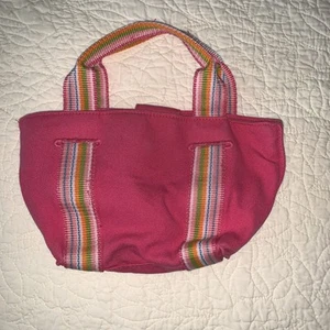 Girls Small Canvas Pink Rainbow Pocketbook Bag Purse EC - Picture 1 of 8