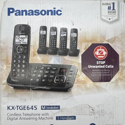 Teléfonos expandibles Panasonic KX-TGE645M DECT 6.0 | Cinco (5) teléfonos | Caja abierta Foto 1 de 4