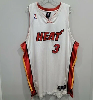 Reebok Authentic NBA Miami Heat Dwyane Wade 3 White Shinny Jersey 52 2XL Sewn - Image 1 of 4