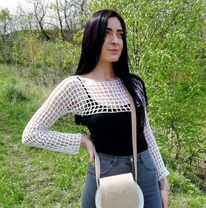 Crop Top Serbatoio Donna Estate Maglia Uncinetto Maglione Cotone Avvolgimento Maglia Maglia Shrug - Foto 1 di 12
