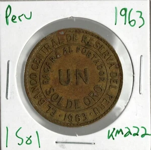 Coin Peru 1 Sol 1963 KM222 - Picture 1 of 4