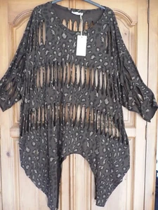 New Collection Made in Italy braun & Camouflage geschreddertes Tunika-Top in Gr. 18/24 neu mit Etikett - Bild 1 von 1