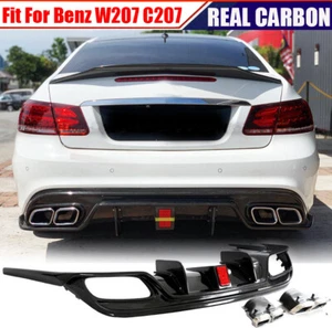 For Benz W207 C207 E400 E350 14-16 REAL CARBON Rear Bumper Diffuser Exhaust Tip - Picture 1 of 13