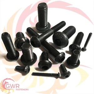 M2.5 M3 M4 M5 M6 Socket Button Head Screws 10.9 High Tensile Black Allen Bolts - Picture 1 of 8