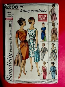 UNCUT 60’s 7 Day Wardrobe Misses Dress Jacket Skirt 14 Simplicity Pattern 4298 - Picture 1 of 2