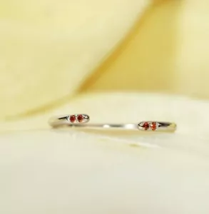 14k Gold Open Cuff Ring Stackable Ring Spessartite Garnet Ring Engagement Ring - Picture 1 of 12