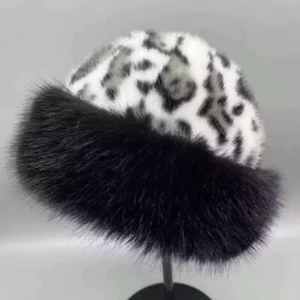 Sombrero de piel de visón para mujer tejido sombrero de bombín gorros sombrero de copa gorra sombrero de invierno - Imagen 1 de 11