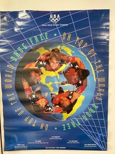 1996 US OLYMPIC VOLLEYBALL TEAM POSTER, DRUG FREE, ON TOP OF THE WORLD, 18"X 24" - Picture 1 of 3
