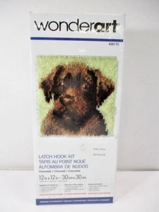 WonderArt Latch Hook Kit Cioccolato Laboratorio Cane Animale Pet 12" x 12" Nuovo Sigillato USA - Foto 1 di 10