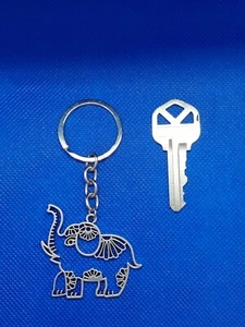 Elephant Silver Mandala Key chain Keyring Hollow - Picture 1 of 2