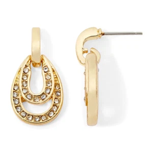 Pendientes de doble aro de cristal transparente Monet® nuevos con etiquetas - Imagen 1 de 6