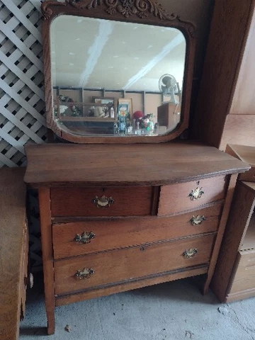 Antique Wood Dresser And Mirror Cover
