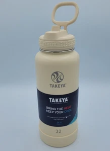 Takeya 32oz Actives Insulated Stainless Steel Water Bottle w/Straw Lid - Oatmilk - Picture 1 of 6