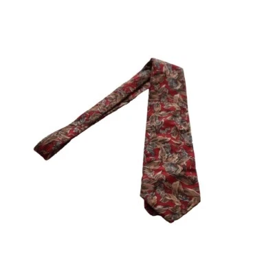 Corbata de cuello de seda con estampado hawaiano rojo Mervyns clásicos de Cambridge de colección para hombre Foto 1 de 3