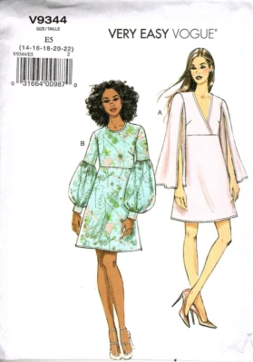 Very Easy Vogue V9344 Misses Dress Size 14 to 22 Sewing Pattern - Image 1 of 2