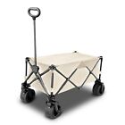 Folding Wagon Trolley Cart With Wide Wheels And Rear Tail Gate (khaki) Kr-cpc-10