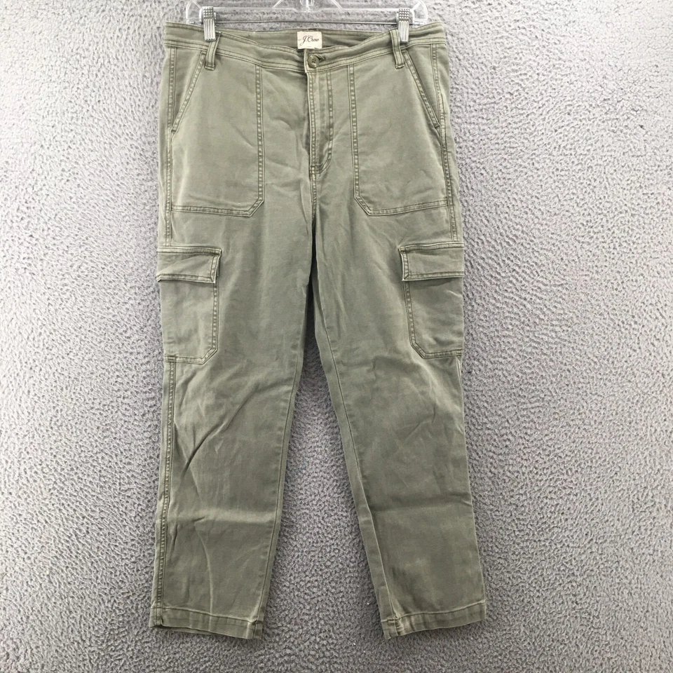 Pantalones cargo JCrew para mujer 29 (actual 32X25.5) verde tiro alto pierna cónica cremallera mosca Foto 1 de 4