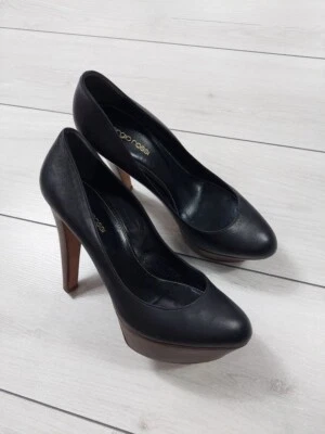 SERGIO ROSSI black leather Platform Pumps Heels Shoes Sz 39 Foto 1 de 4