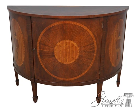60649EC: Federal Style Inlaid Mahogany Demilune Commode Cabinet Cover