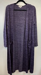 LuLaRoe Sarah Sweater Womens Large Purple Heathered Cardigan Open Front Duster L - Picture 1 of 6