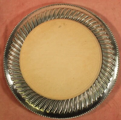 ANTIQUE BREAD BOARD WOOD IN A SILVER PLATED BASE c1900 - Image 1 of 4
