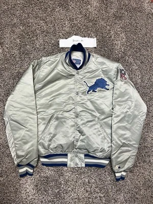 Vintage Detroit Lions Satin Starter Jacket Silver Bomber Medium - Image 1 of 4