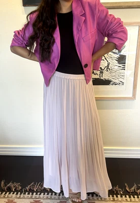 Blazer recortado rosa chaqueta de cuero sintético para mujer 7 For All Mankind talla L Foto 1 de 4