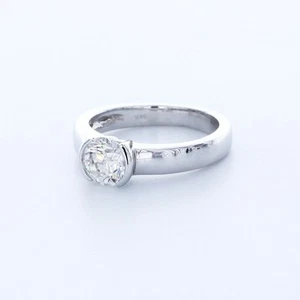 ANILLO SOLITARIO CLÁSICO BISEL ORO 14K CORTE REDONDO D/VVS2 DIAMANTE CREADO EN LABORATORIO 1,2 QUILATES - Imagen 1 de 3