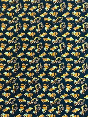 Jersey Stoff Kinderstoff Baufahrzeuge petrol ab 50 cm - Bild 1 von 2