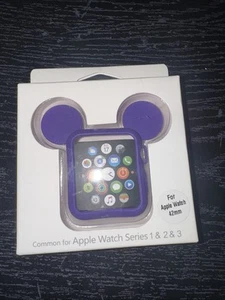 NEW! SILICONE MOUSE EARS CASE FOR APPLE WATCH SERIES 1, 2, 42mm, Purple - Zdjęcie 1 z 3