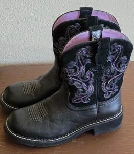 ARIAT Original Fatbaby Women’s Black/Purple Western Cowboy Boots Size 6.5 - Picture 1 of 11