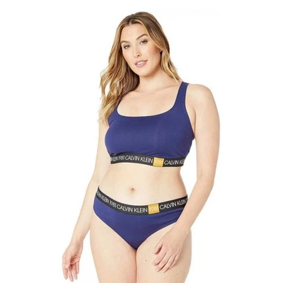 Bralette Calvin Klein talla grande 1981 audaz sin forro púrpura noche talla 1X Foto 1 de 2