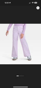 Art Class Girls Purple Wide Leg Jeans Allover White Heart Print Size 12 - Picture 1 of 3