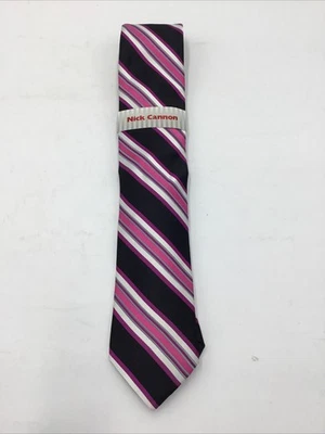 Corbata Nick Canon para hombre a rayas negra rosa, sistema operativo Foto 1 de 2