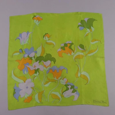 Vintage Scarf Christian Dior Silk Flower Decorations France - Image 1 of 4