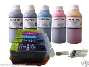Refillable cartridge for Canon PGI-5 CLI-8:MP600 MP610 MP800 +ND® 5x250ml/5s 1P - Picture 1 of 1