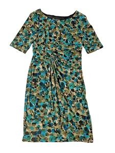 Connected Apparel Petite Size 6P Green Floral Faux Wrap Sheath Dress Wedding - Picture 1 of 9