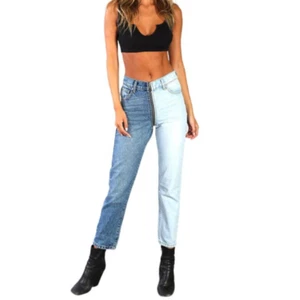 Revice Yin Yang Tokyo Wash Crops Full Zip 2 Toned Jeans Blue Wash Women 25  - Picture 1 of 9