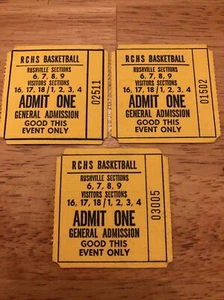 Vintage Rushville, Indiana High School Basketball Biglietto Stub - Foto 1 di 2