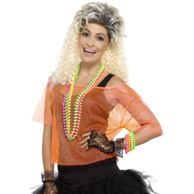 Top de red de neón años 80 80 accesorio de disfraz discoteca retro Foto 1 de 4