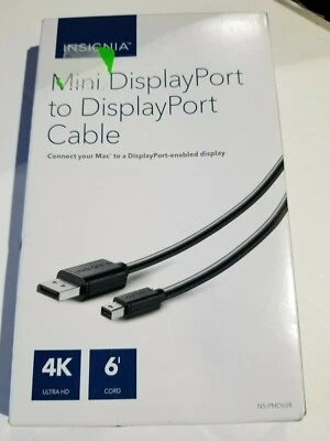 Insignia- 6' Mini DisplayPort to DisplayPort Cable - Black - Image 1 of 4